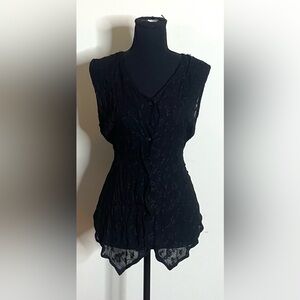 Awesome- Chic Black Lace Floral Women's Wrap Button Up Blouse Size L